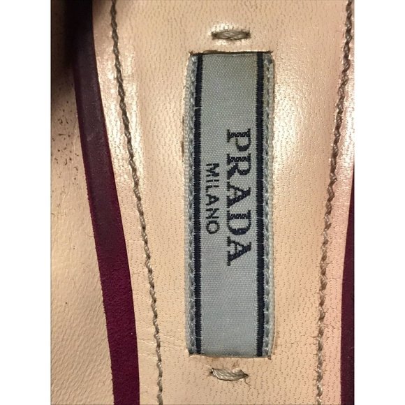 Prada Pump 6.5 Pink High Heel Slip On Suede Ultra High Heel Round Toe - Picture 9 of 11